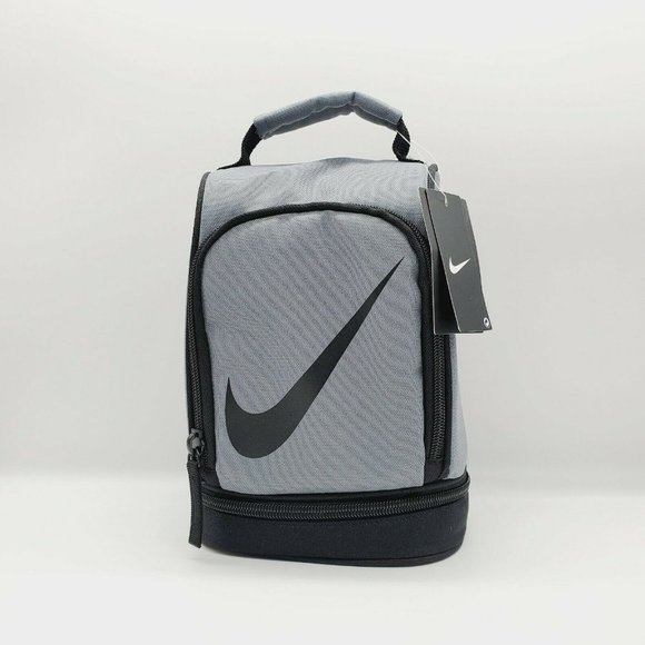 Nike Kids Grey Black Two Compartments Zipper Bag